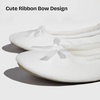 EverFoams Women’s Satin Memory Foam Ballerina Slippers Comfortable House Indoor Shoes with Non-slip Rubber Sole(White)