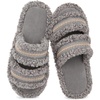 EverFoams Women’s Fuzzy Open Toe Slippers Comfy Soft Memory Foam Indoor House Shoes(Ash Weave)