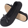EverFoams Women’s Satin Memory Foam Ballerina Slippers Comfortable House Indoor Shoes with Non-slip Rubber Sole(Black)