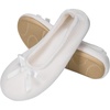 EverFoams Women’s Satin Memory Foam Ballerina Slippers Comfortable House Indoor Shoes with Non-slip Rubber Sole(White)