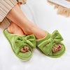 EverFoams Women’s Open-Toe Bow Slippers Memory Foam Non-Slip Indoor | Machine Washable,Bow Decoration,Slip Resistant,Quiet Walking,Floor Friendly,Memory Foam Insole(Green Olive)