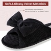 EverFoams Women’s Open-Toe Bow Slippers Memory Foam Non-Slip Indoor | Machine Washable,Bow Decoration,Slip Resistant,Quiet Walking,Floor Friendly,Memory Foam Insole(Velvet Black)