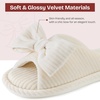 EverFoams Women’s Open-Toe Bow Slippers Memory Foam Non-Slip Indoor | Machine Washable,Bow Decoration,Slip Resistant,Quiet Walking,Floor Friendly,Memory Foam Insole(Pearl White)