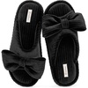 EverFoams Women’s Open-Toe Bow Slippers Memory Foam Non-Slip Indoor | Machine Washable,Bow Decoration,Slip Resistant,Quiet Walking,Floor Friendly,Memory Foam Insole(Velvet Black)