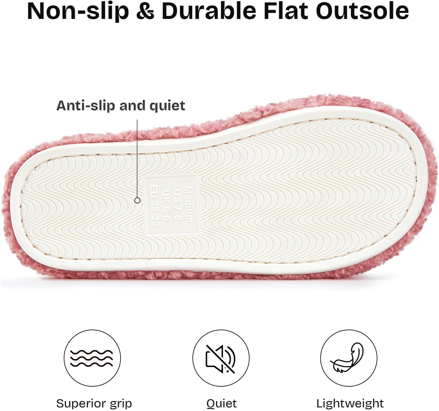 image:imageEverFoams Womens Fuzzy Open Toe Slippers Memory Foam Indoor House ShoesBlush Weave