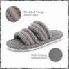 EverFoams Women’s Fuzzy Open Toe Slippers Memory Foam Indoor House Shoes(Ash Weave)