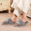 EverFoams Women’s Fuzzy Open Toe Slippers Memory Foam Indoor House Shoes(Cool Gray)