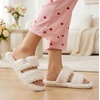 EverFoams Women’s Fuzzy Open Toe Slippers Memory Foam Indoor House Shoes(Vanilla Ice)