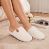 EverFoams Women’s Fuzzy Slippers Warm Cozy Memory Foam Indoor House Shoes(Cream White)