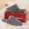EverFoams Women’s Fuzzy Slippers Warm Cozy Memory Foam Indoor House Shoes(Oxford Gray)