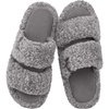 EverFoams Women’s Fuzzy Open Toe Slippers Memory Foam Indoor House Shoes(Cool Gray)