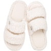 EverFoams Women’s Fuzzy Open Toe Slippers Memory Foam Indoor House Shoes(Vanilla Ice)