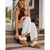 EverFoams Women’s Sheepskin Slippers Suede House Shoes with Plush Collar(Auburn)