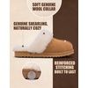 EverFoams Women’s Genuine Leather Wool House Slippers With Plush Collar(Auburn)