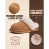 EverFoams Women’s Genuine Leather Wool House Slippers With Plush Collar(Auburn)