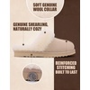 EverFoams Women’s Genuine Leather Wool House Slippers With Plush Collar(Beige)
