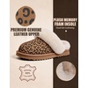 EverFoams Women’s Genuine Leather Wool House Slippers With Plush Collar(Leopard)