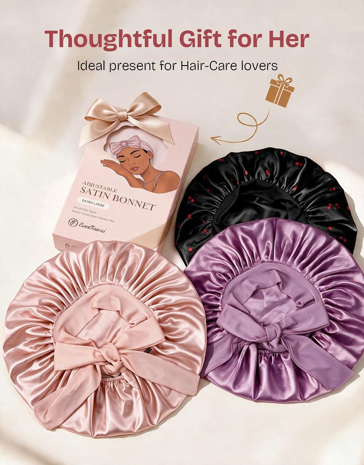 image:imageEverFoams Satin Curly Hair Bonnet for Sleeping AntiFrizzDewy Green