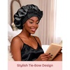 EverFoams Satin Curly Hair Bonnet for Sleeping Anti-Frizz(Auburn black)