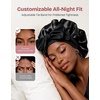 EverFoams Satin Curly Hair Bonnet for Sleeping Anti-Frizz(Auburn black)