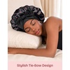 EverFoams Satin Curly Hair Bonnet for Sleeping Anti-Frizz(Burgundy cherry)