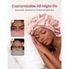 EverFoams Satin Curly Hair Bonnet for Sleeping Anti-Frizz(Creamy Pink)
