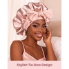 EverFoams Satin Curly Hair Bonnet for Sleeping Anti-Frizz(Creamy Pink)