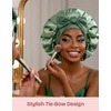 EverFoams Satin Curly Hair Bonnet for Sleeping Anti-Frizz(Dewy Green)