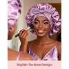 EverFoams Satin Curly Hair Bonnet for Sleeping Anti-Frizz(Elegant Violet)