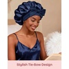EverFoams Satin Curly Hair Bonnet for Sleeping Anti-Frizz(Navy Indigo)
