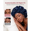 EverFoams Satin Curly Hair Bonnet for Sleeping Anti-Frizz(Navy Indigo)