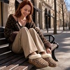 EverFoams Women’s Microsuede Winter Slippers House Shoes Indoor Outdoor(Leopard)