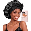 EverFoams Satin Curly Hair Bonnet for Sleeping Anti-Frizz(Auburn black)