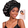 EverFoams Satin Curly Hair Bonnet for Sleeping Anti-Frizz(Burgundy cherry)