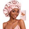 EverFoams Satin Curly Hair Bonnet for Sleeping Anti-Frizz(Creamy Pink)