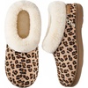 EverFoams Women’s Microsuede Winter Slippers House Shoes Indoor Outdoor(Leopard)