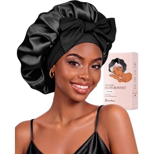 EverFoams Satin Curly Hair Bonnet for Sleeping Anti-Frizz(Auburn black)