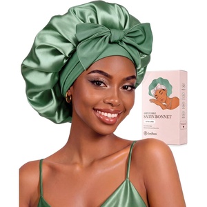 EverFoams Satin Curly Hair Bonnet for Sleeping Anti-Frizz(Dewy Green)