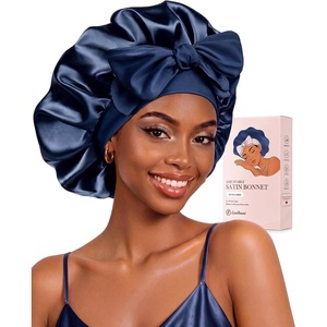 EverFoams Satin Curly Hair Bonnet for Sleeping Anti-Frizz(Navy Indigo)