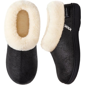 EverFoams Women’s Microsuede Winter Slippers House Shoes Indoor Outdoor(Black)